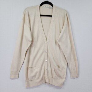 Vintage TSE Silk Cashmere Cardigan Sweater Size Large Ivory Quiet Luxury